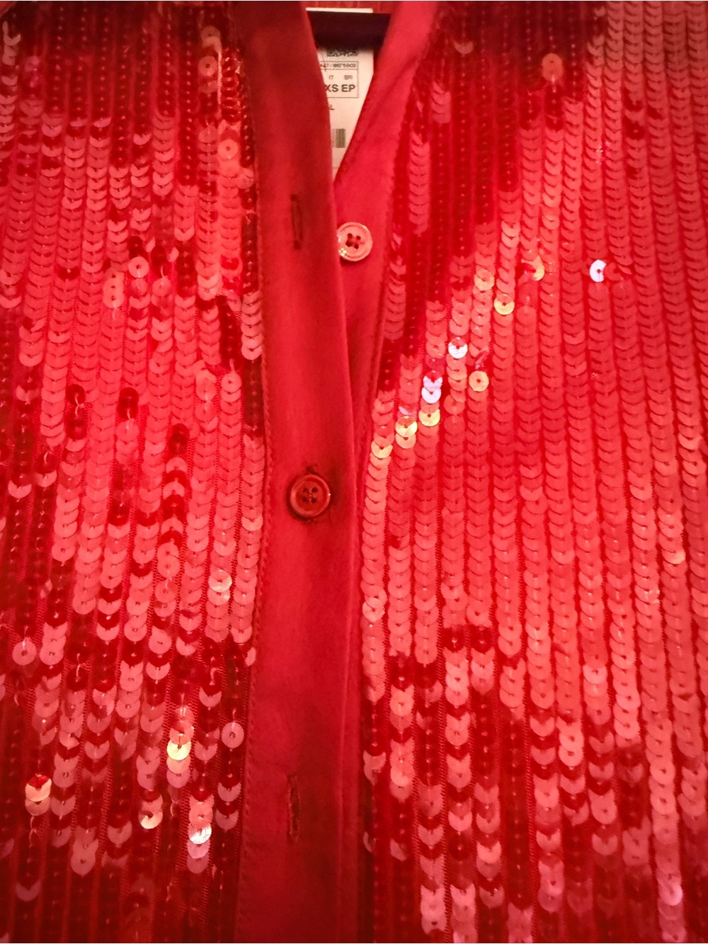 ZARA Red Sequin Button-Down Women's Top SIZE: XS - Picture 8 of 13
